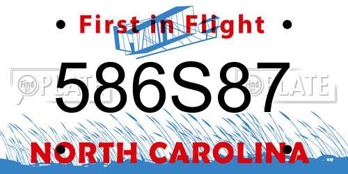 586S87 North Carolina License Plate