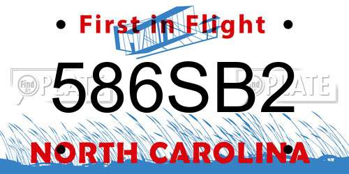 586SB2 North Carolina License Plate