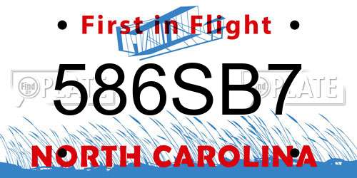 586SB7 North Carolina License Plate