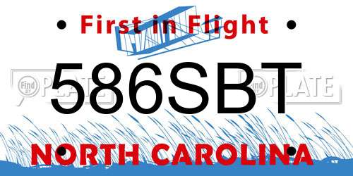 586SBT North Carolina License Plate