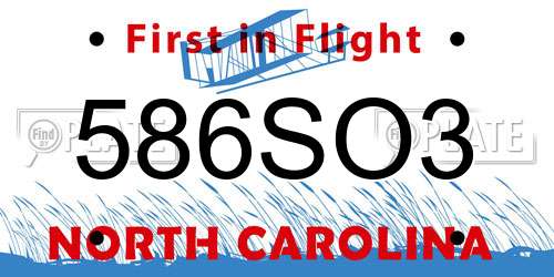 586SO3 North Carolina License Plate