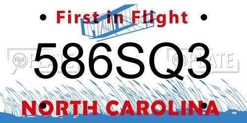 586SQ3 North Carolina License Plate