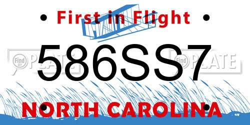 586SS7 North Carolina License Plate