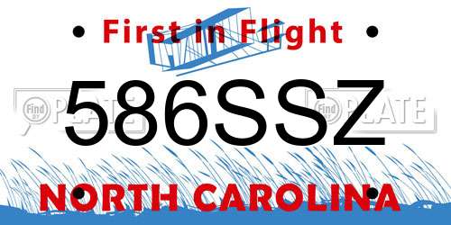 586SSZ North Carolina License Plate