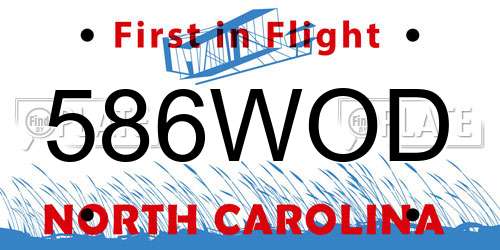 586WOD North Carolina License Plate