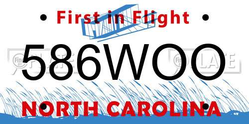 586WOO North Carolina License Plate