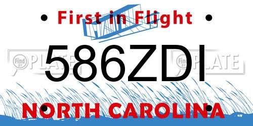 586ZDI North Carolina License Plate