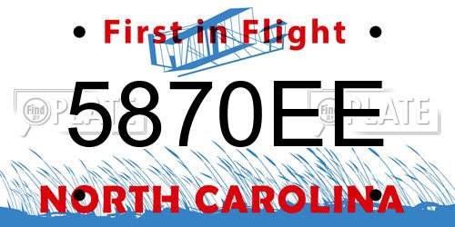 5870EE North Carolina License Plate