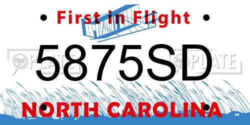 5875SD North Carolina License Plate