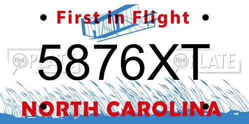 5876XT North Carolina License Plate