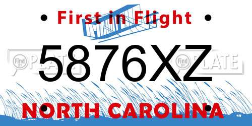 5876XZ North Carolina License Plate
