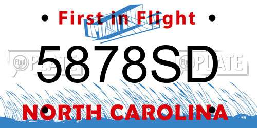 5878SD North Carolina License Plate