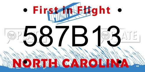 587B13 North Carolina License Plate