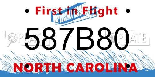 587B80 North Carolina License Plate