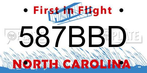 587BBD North Carolina License Plate