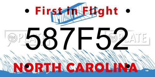 587F52 North Carolina License Plate