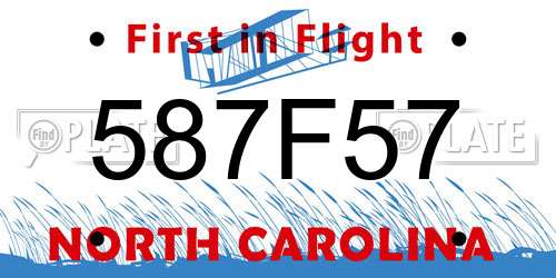 587F57 North Carolina License Plate