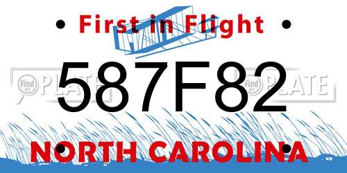 587F82 North Carolina License Plate