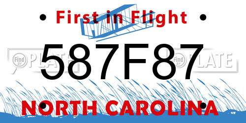 587F87 North Carolina License Plate