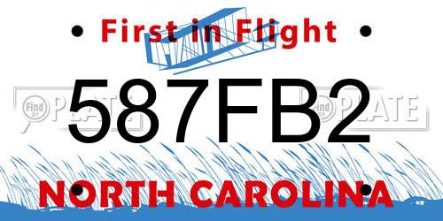 587FB2 North Carolina License Plate