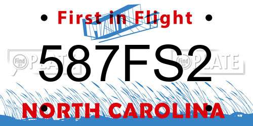 587FS2 North Carolina License Plate