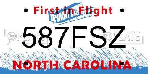 587FSZ North Carolina License Plate