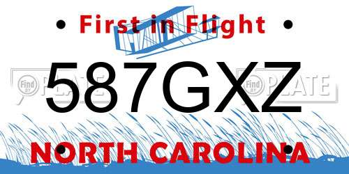587GXZ North Carolina License Plate
