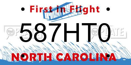 587HT0 North Carolina License Plate