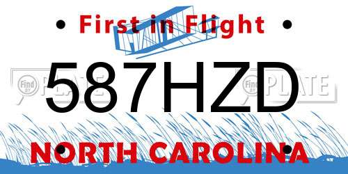587HZD North Carolina License Plate