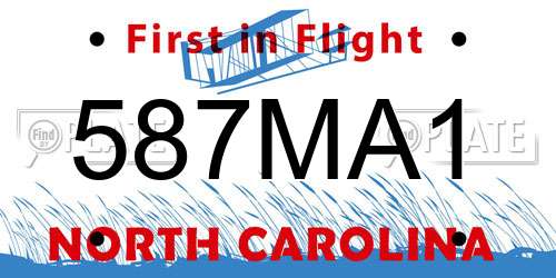 587MA1 North Carolina License Plate