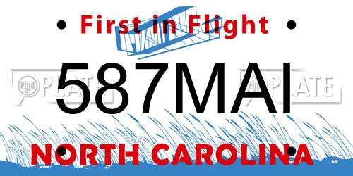 587MAI North Carolina License Plate