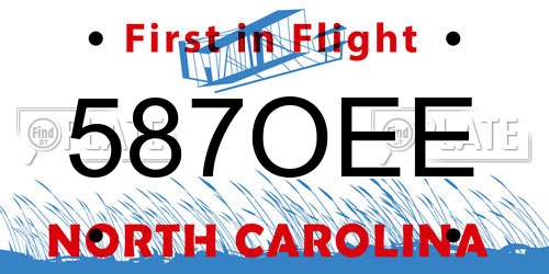587OEE North Carolina License Plate