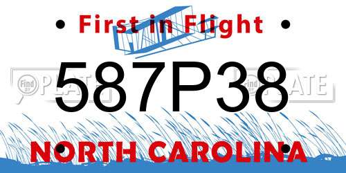 587P38 North Carolina License Plate