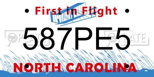 587PE5 North Carolina License Plate