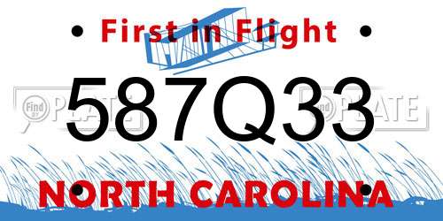 587Q33 North Carolina License Plate