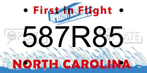 587R85 North Carolina License Plate