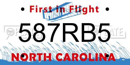 587RB5 North Carolina License Plate