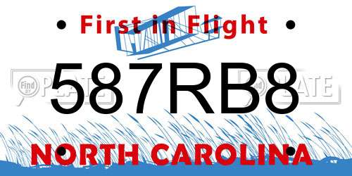 587RB8 North Carolina License Plate