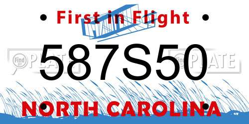 587S50 North Carolina License Plate