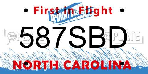 587SBD North Carolina License Plate
