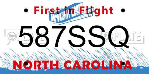 587SSQ North Carolina License Plate