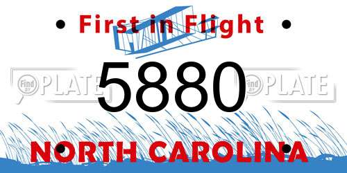 5880 North Carolina License Plate