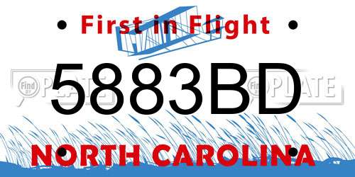 5883BD North Carolina License Plate