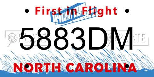 5883DM North Carolina License Plate