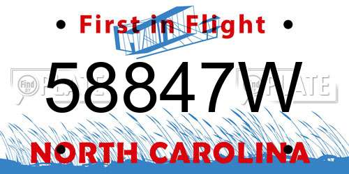 58847W North Carolina License Plate