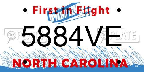 5884VE North Carolina License Plate