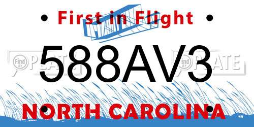 588AV3 North Carolina License Plate