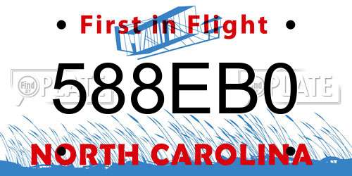 588EB0 North Carolina License Plate