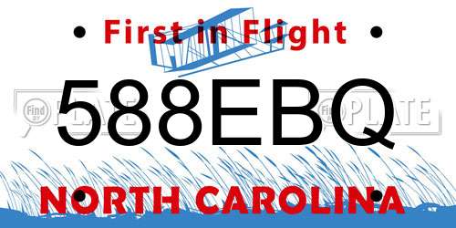 588EBQ North Carolina License Plate