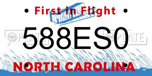 588ES0 North Carolina License Plate